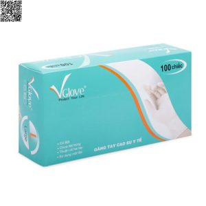Găng tay y tế có bột VGlove 24cm màu trắng GT615-199